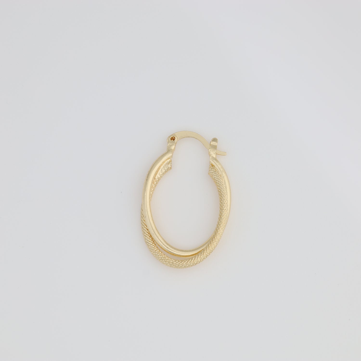 Oval Hoop Earring With Two Types Of Texture