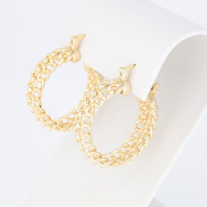 Textured Chain-Shaped Hoop Earring