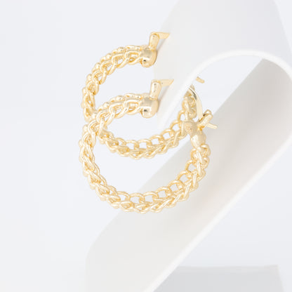 Textured Chain-Shaped Hoop Earring