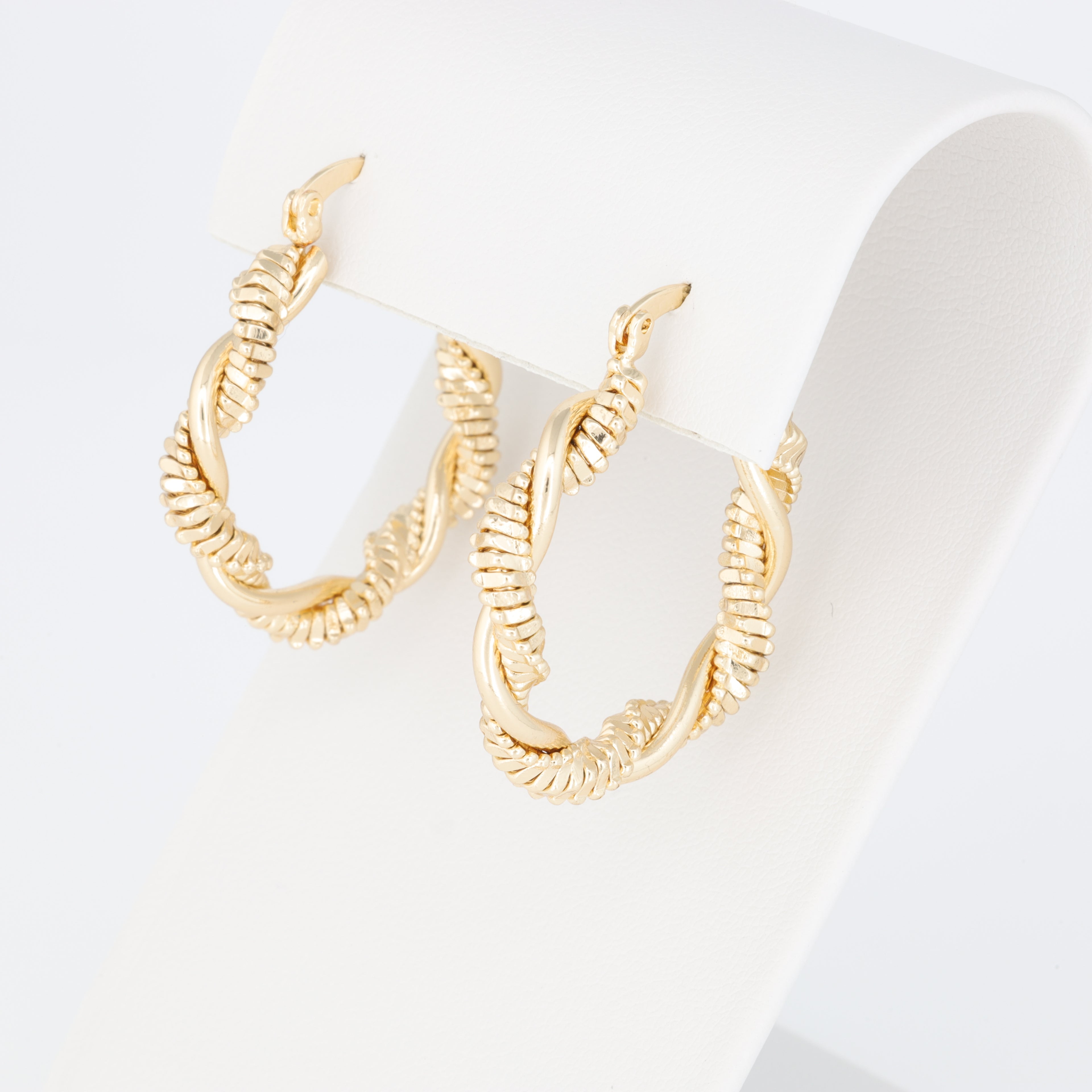 Textured Twisted And Intertwined Hoop Earring