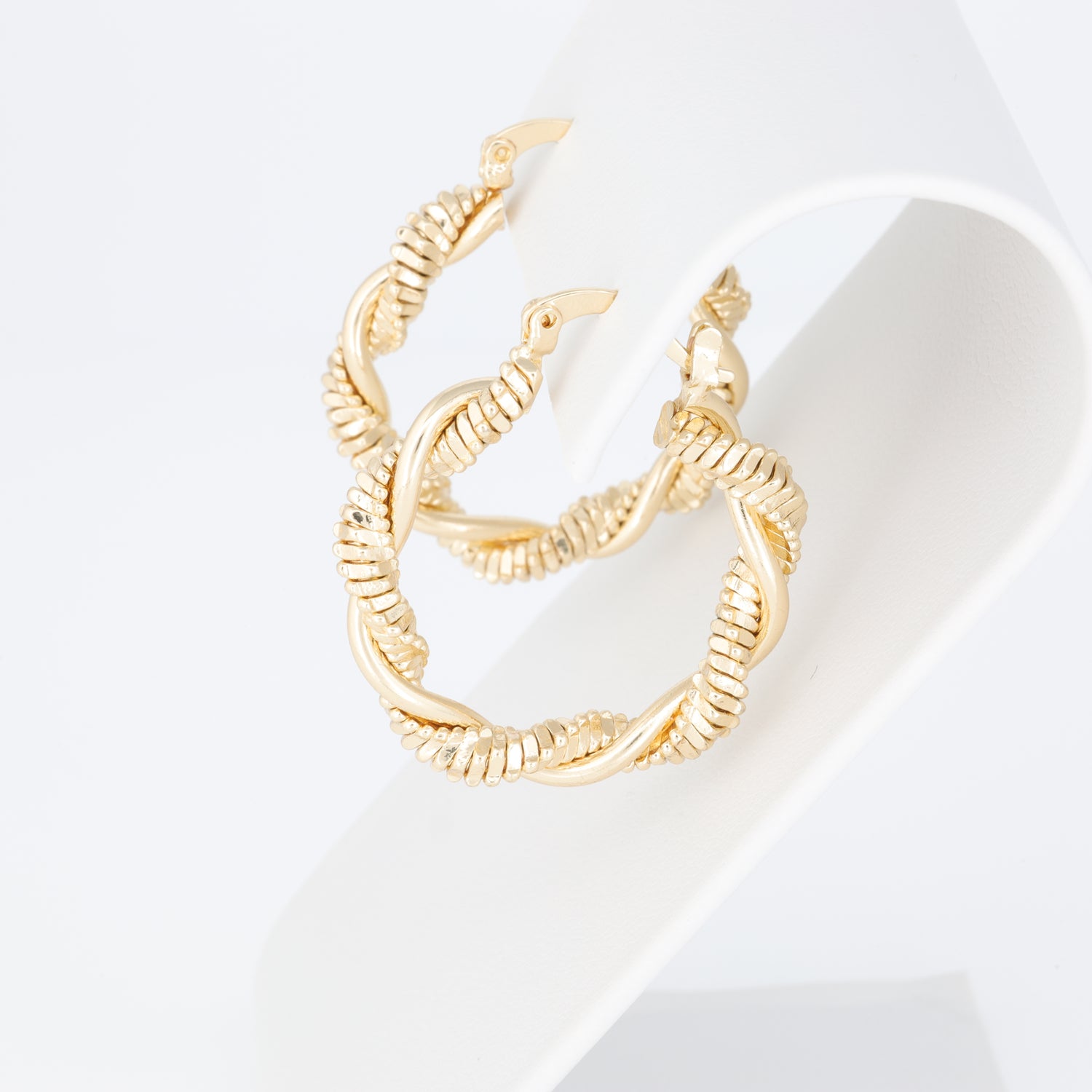 Textured Twisted And Intertwined Hoop Earring