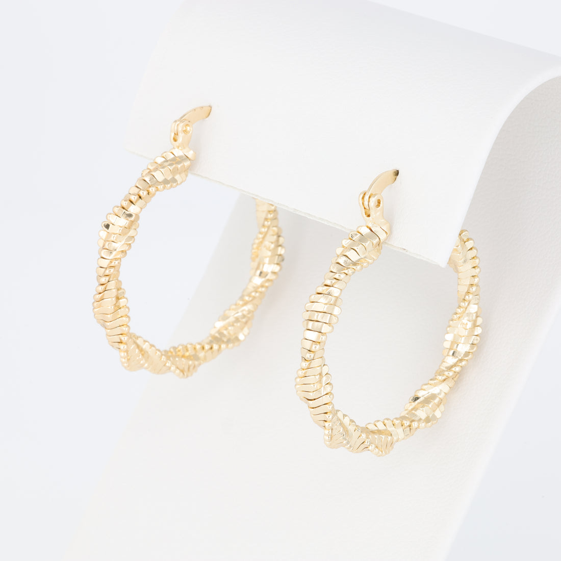 Textured Twisted And Intertwined Hoop Earring