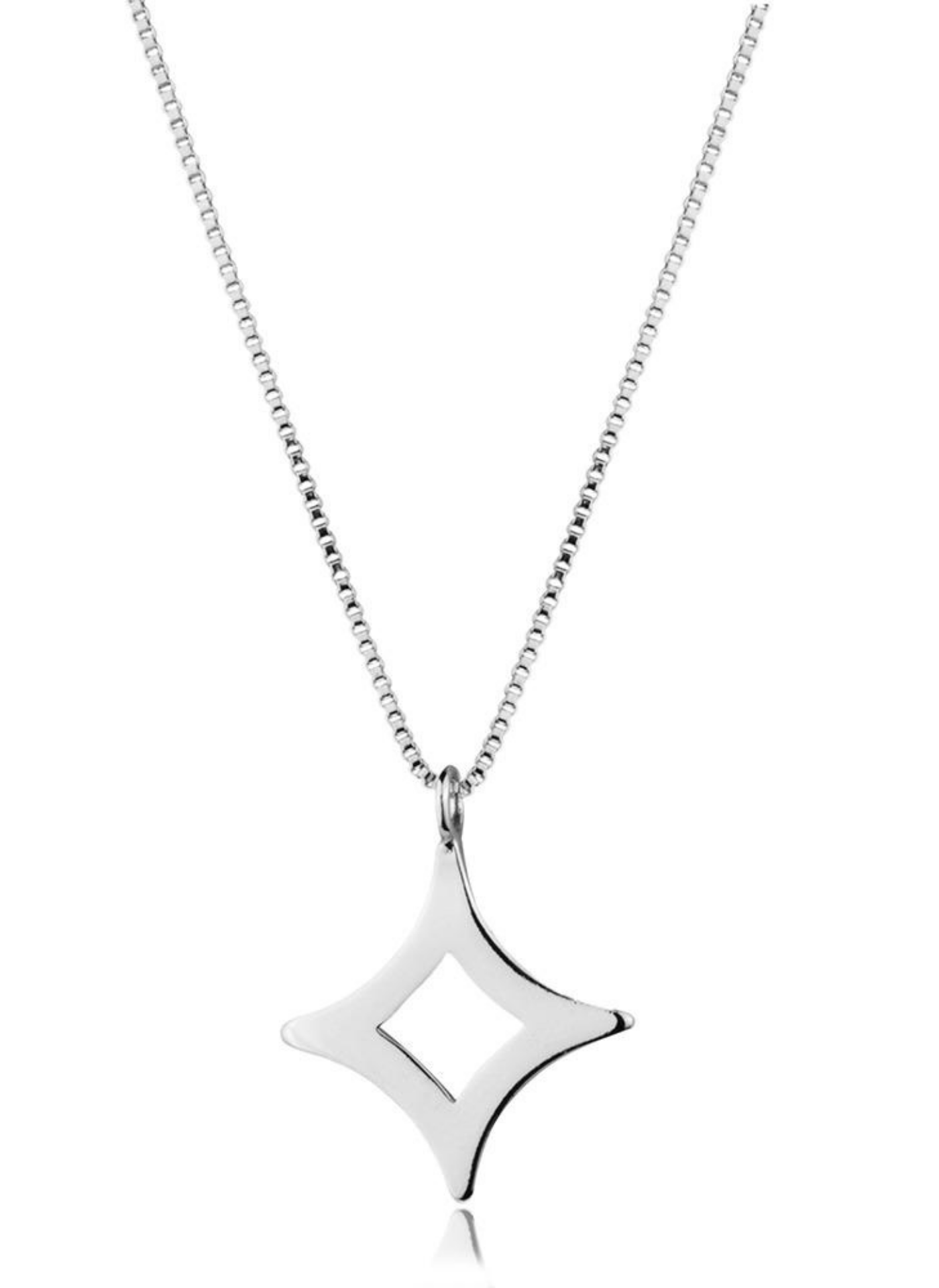 Necklace with open diamond shaped pendant