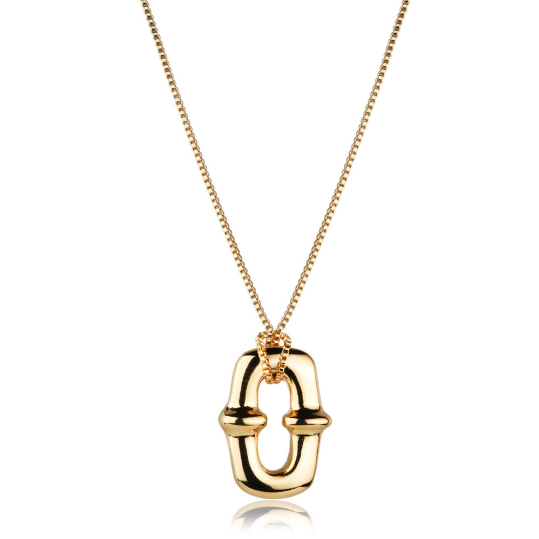 Necklace with modern rectangular pendant