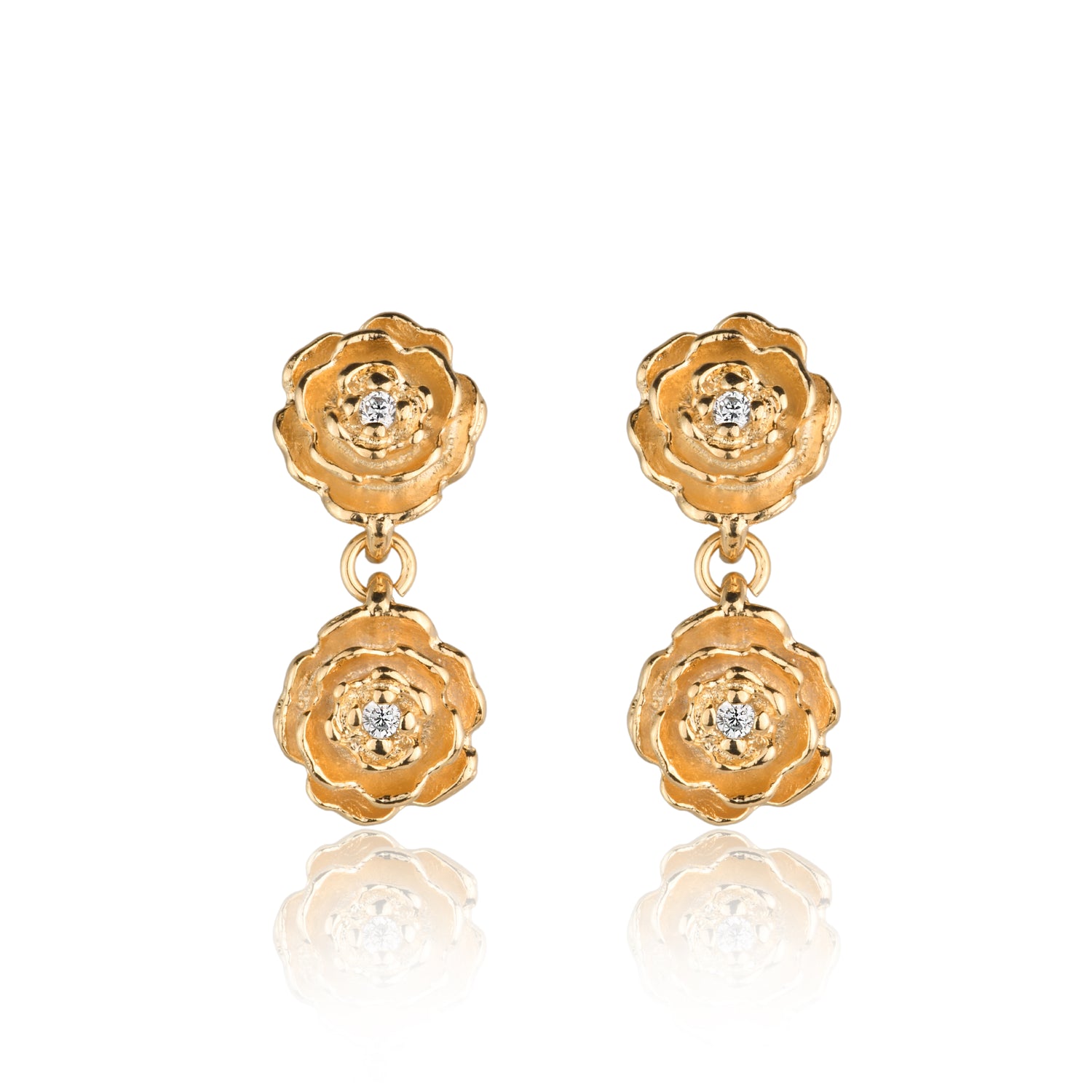 Earring with double roses