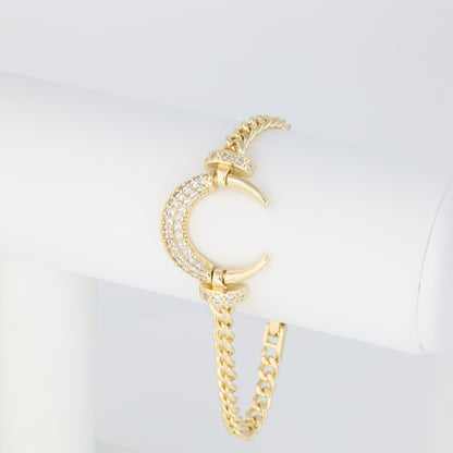 Moon Bracelet With Cuban Link