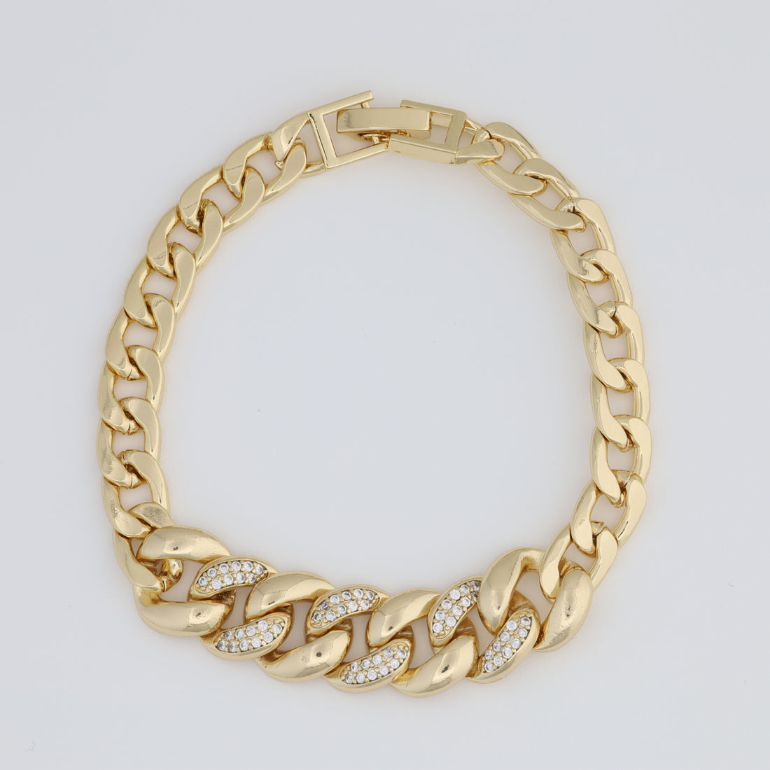 Bracelet With Thick Cuban Link And Micro Pave Application