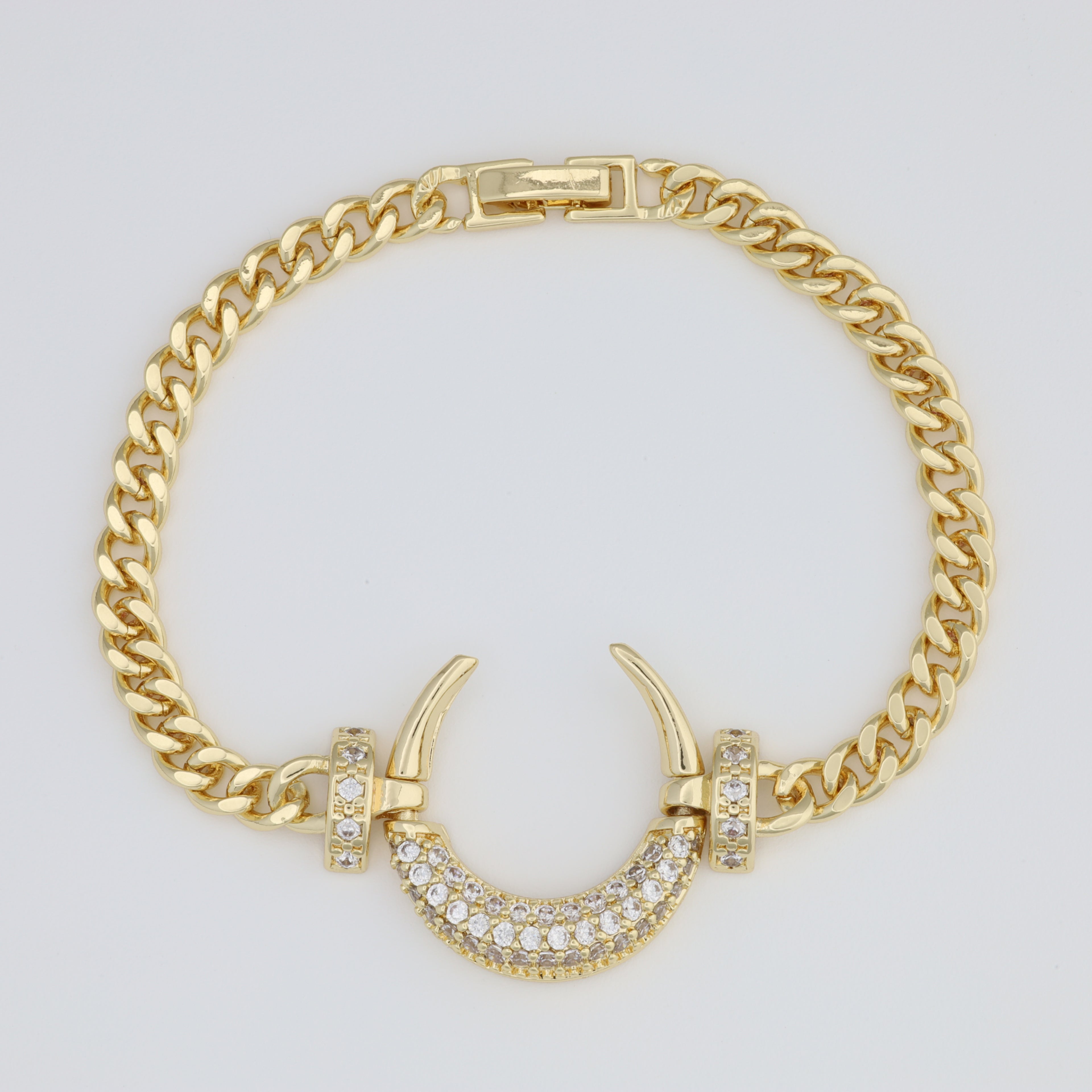 Moon Bracelet With Cuban Link