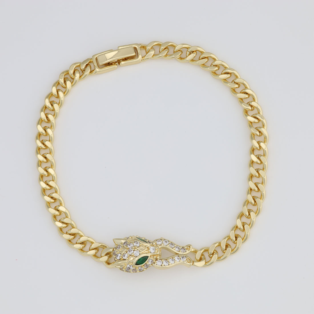 Cat Bracelet whit Cuban Link and Tennis clasp