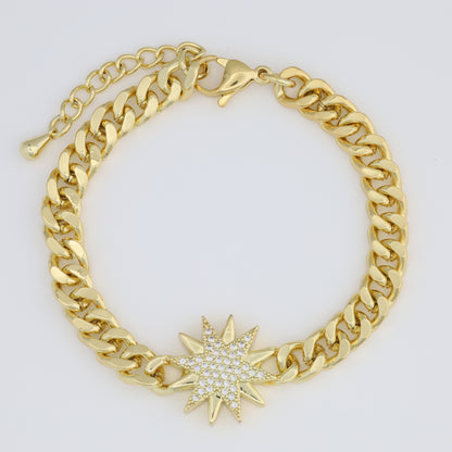 Star Bracelet with Cuban Link