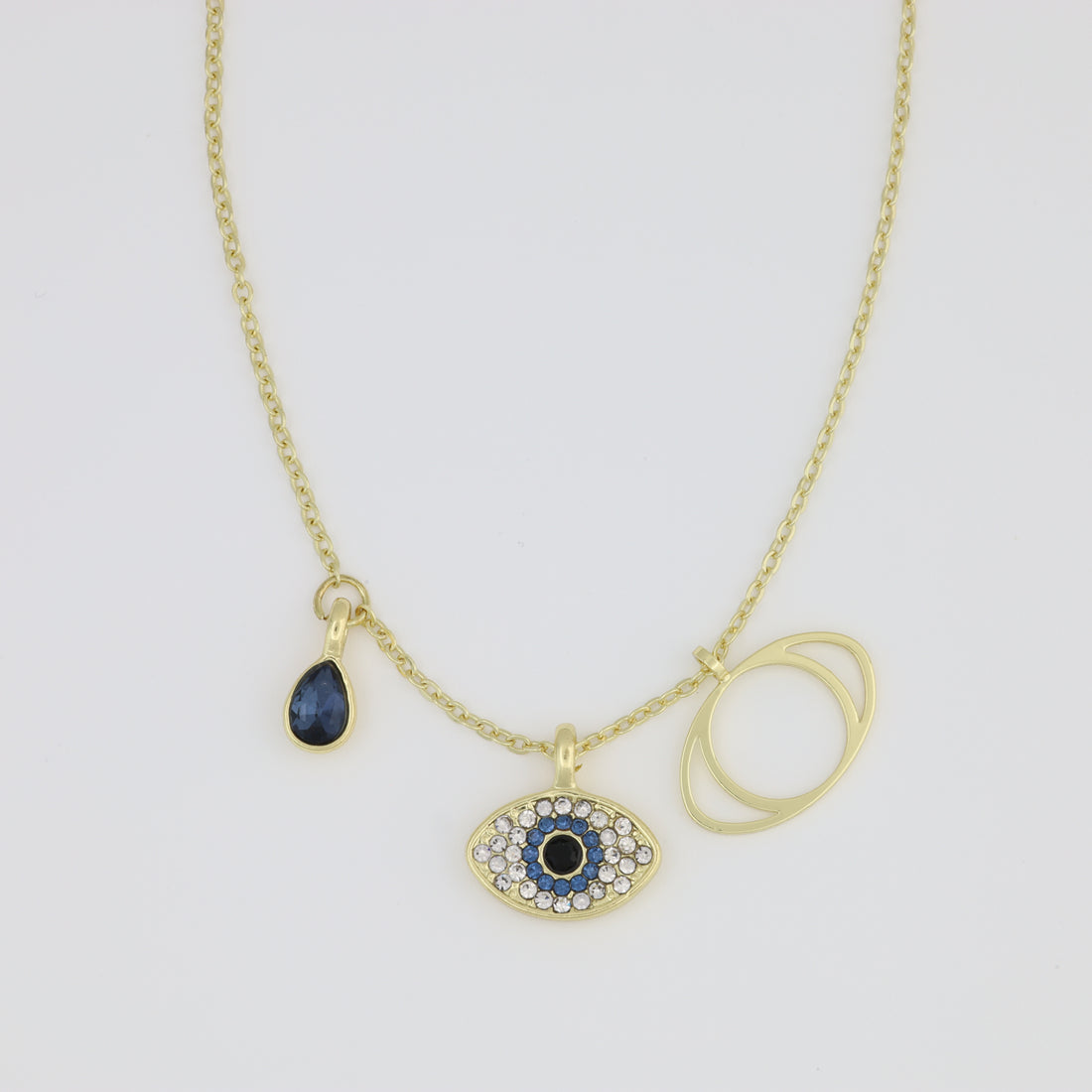 Necklace With Cable Link And Evel Eye Pendant