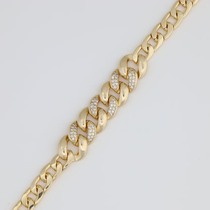 Bracelet With Thick Cuban Link And Micro Pave Application