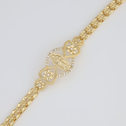 Saint Guadalupe Bracelet With Flower Link